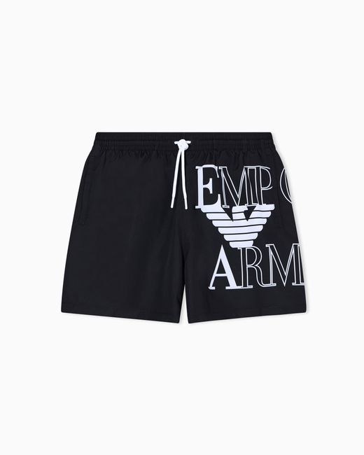 Emporio Armani Black Bold Logo Swim Shorts for men