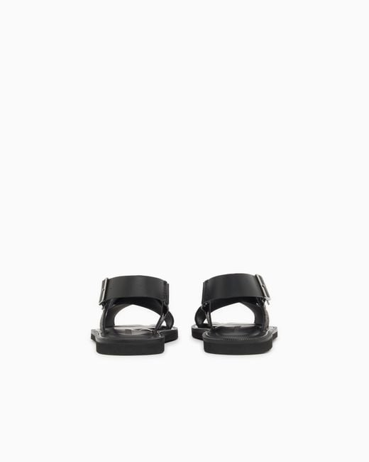 Emporio Armani White Leather And Jacquard Cross-Over Sandals for men