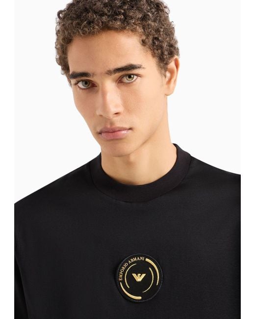 Emporio Armani Black Asv Lyocell-blend Jersey T-shirt With Ramadan Capsule Collection Patch for men