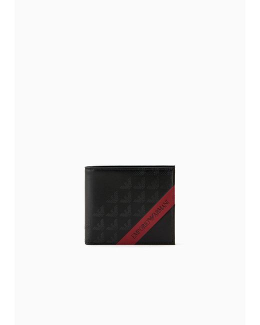 Emporio Armani White Asv Smooth Regenerated Leather Wallet With Red Band for men