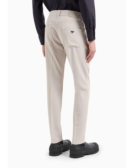 Pantalon Cinq Poches J05 Coupe Slim En Tissu Canneté Emporio Armani pour homme en coloris Natural