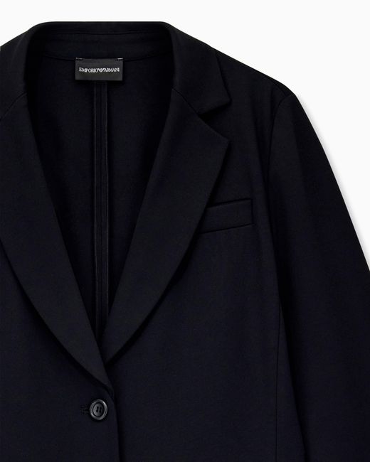 Emporio Armani Blue Stretch Jersey Interlock Blazer Travel Essential