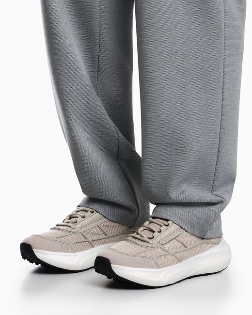 Emporio Armani White Mesh Sneakers With Suede Details Travel Essential for men