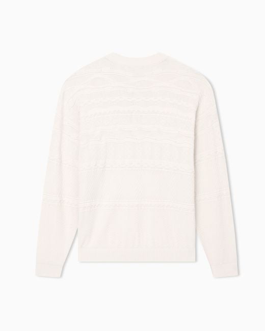 Emporio Armani White Lyocell-Blend, Henley Neckline Jumper for men