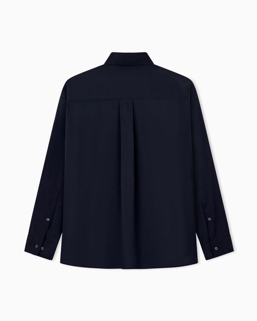 Emporio Armani Blue Viscose Long-Sleeve Shirt With A Chest Pocket for men