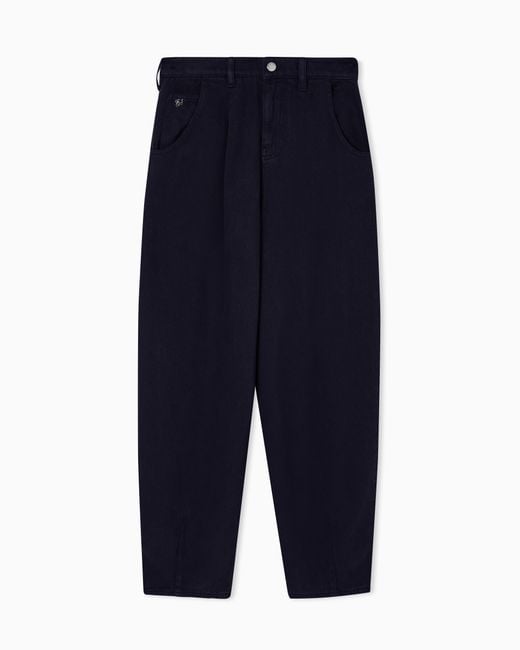 Emporio Armani Blue J8H Relaxed-Fit Garment-Dyed Lyocell Trousers