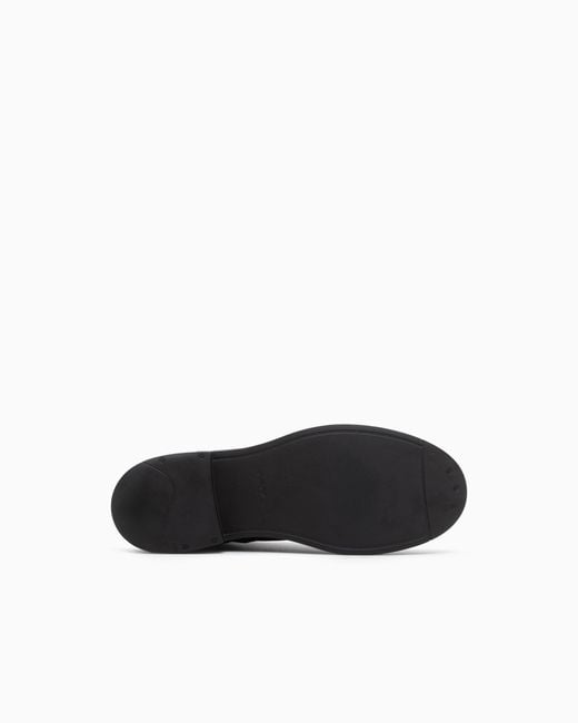 Emporio Armani Black Leather Ankle Boots With Side Zip And Buckled Strap