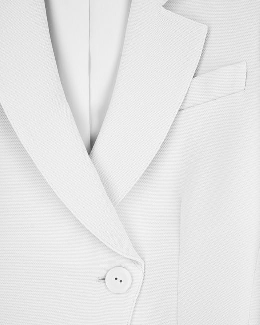 Emporio Armani White Tailored Single-Breasted Blazer With Notched Lapels