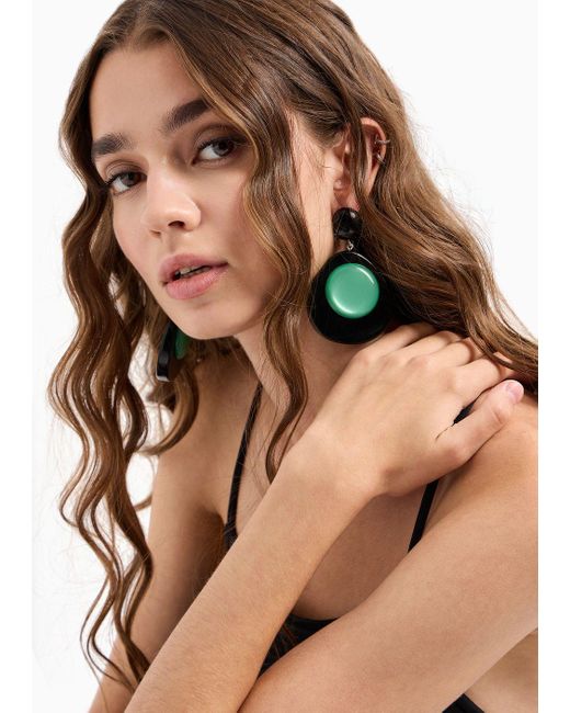 Emporio Armani Green Two-toned Pendant Earrings