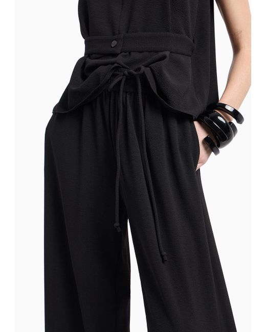 Pantalon À Taille Élastique Avec Ceinture Tubulaire En Crêpe Armuré Emporio Armani en coloris Black