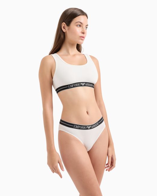 Paquete De Dos Braguitas De Algodón Orgánico Con Banda Con Logotipo Asv Emporio Armani de color White