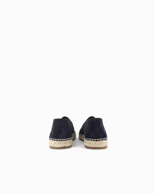 Emporio Armani Blue Jacquard Espadrilles With All-Over Logo Lettering for men