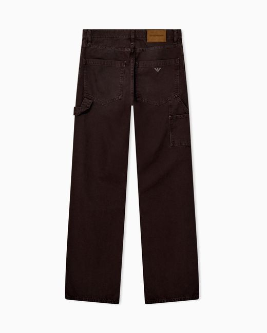 Emporio Armani Brown Oversized Cotton Workwear Trousers With Utility Pockets for men