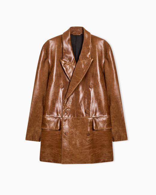 Emporio Armani Brown Double-Breasted Blazer for men