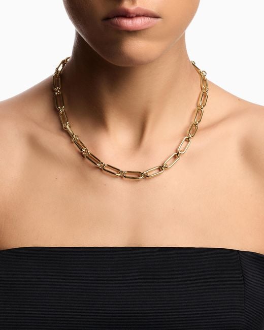 Emporio Armani Metallic Tone Brass Chain Necklace