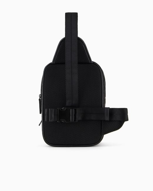 Emporio Armani Black One Shoulder Backpack for men