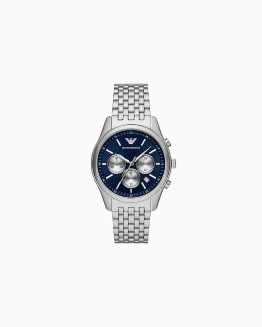 Emporio Armani Blue Chronograph Stainless Steel Watch for men