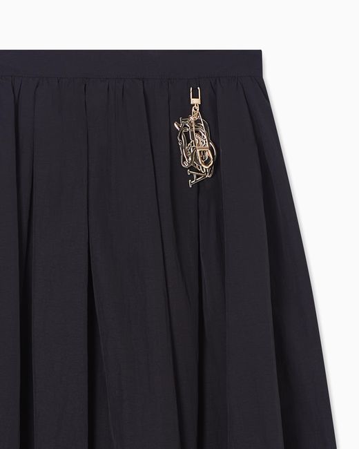 Emporio Armani Blue Lunar New Year Nylon Taffeta Pleated Long Skirt