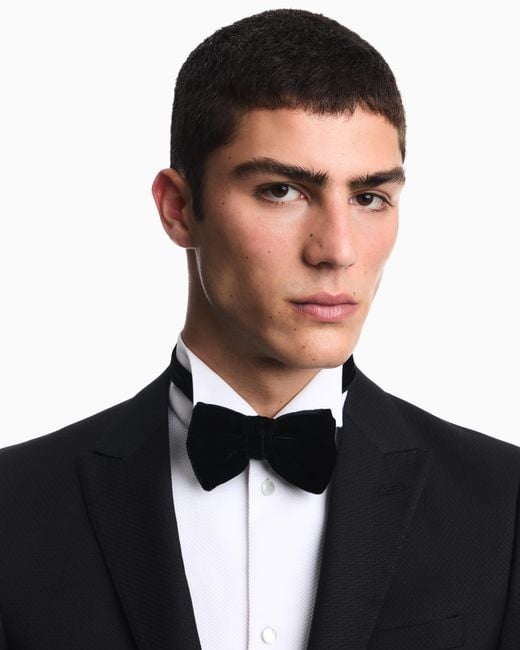 Emporio Armani Black Smooth Velvet Bow Tie for men