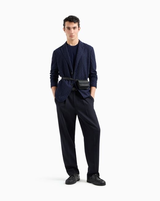 Emporio Armani Asv Gemusterter Pullover Aus Lyocell-Mischgewebe Mit Relief-Optik in Blue für Herren