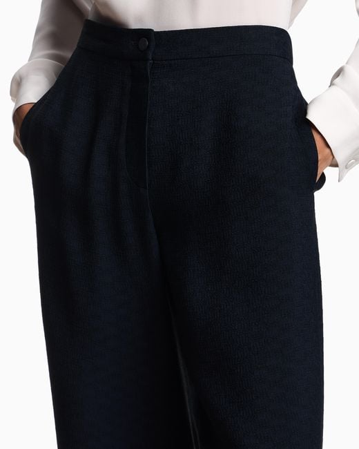 Emporio Armani Blue Icon Hose Aus Einem Stoff Mit Fließender Struktur