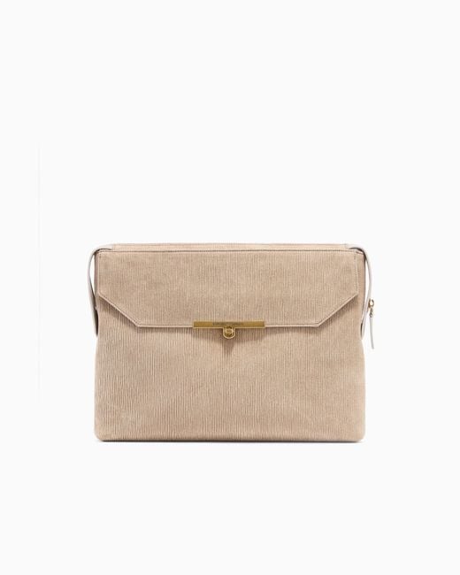 Emporio Armani Natural Embossed Suede Pouch for men