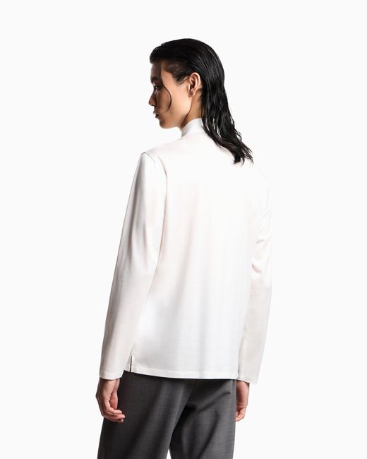 Emporio Armani White Long-Sleeved Polo Shirt for men