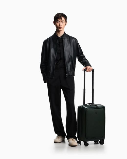 Maleta De Cabina En Abs Con Detalle De Piel Saffiano Y Placa De Águila Emporio Armani de hombre de color Green