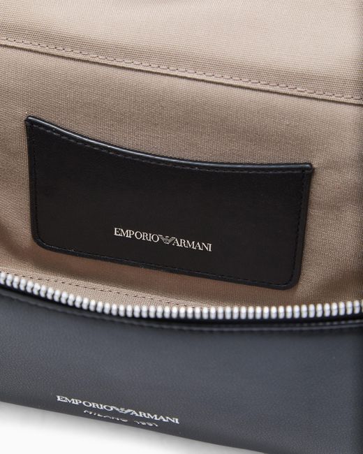 Emporio Armani Blue Nappa Leather Vanity Case With Shoulder Strap