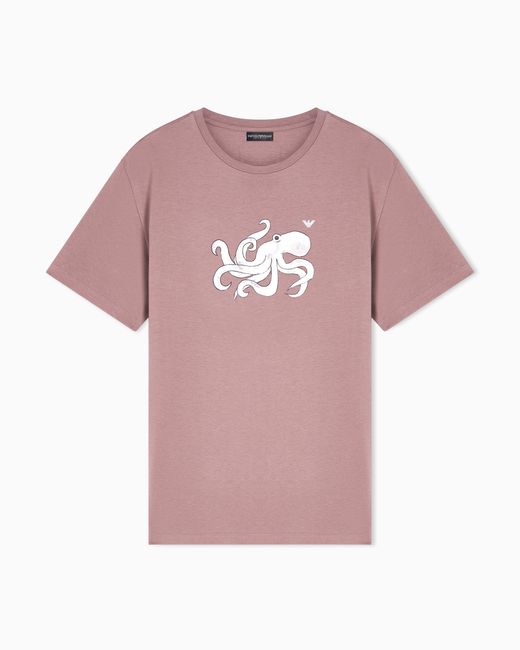 Emporio Armani Pink Sea Animals Jersey Beachwear T-Shirt for men