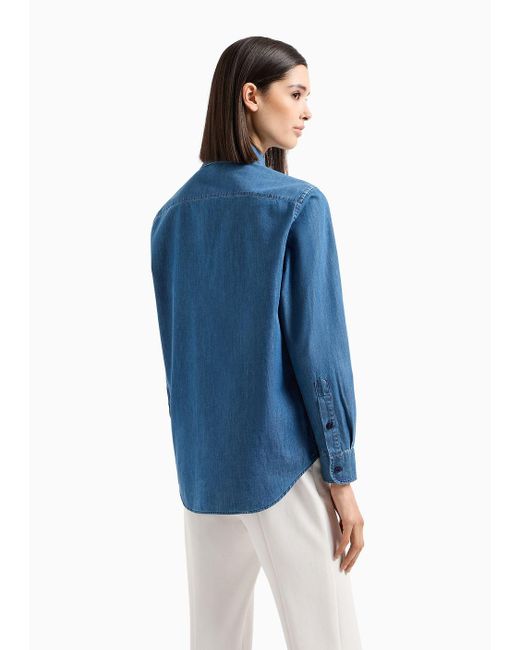Emporio Armani Blue Stone-washed Denim Shirt