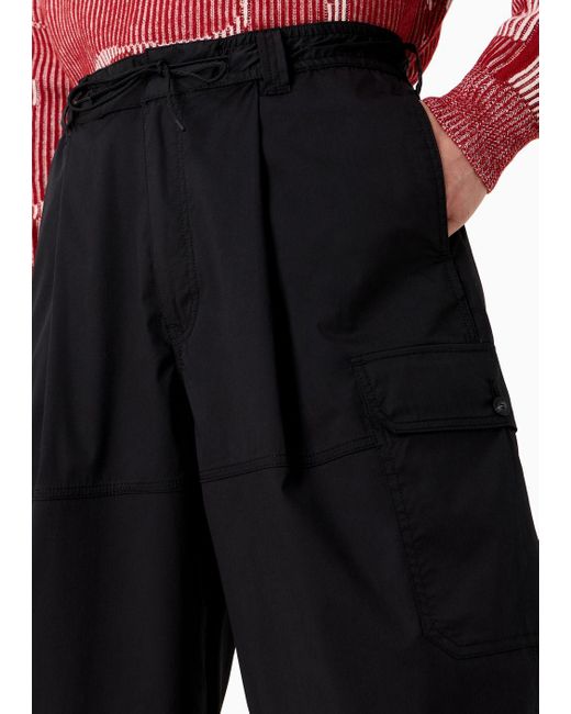 Pantalon Cargo En Sergé Doublé Léger Emporio Armani pour homme en coloris Black