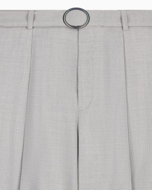 Emporio Armani Gray Trousers With Pleats And Belt for men