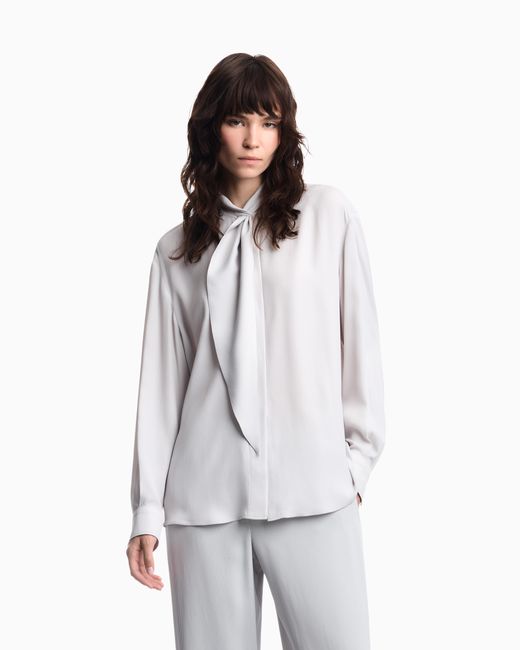 Emporio Armani White Scarf Collar Shirt