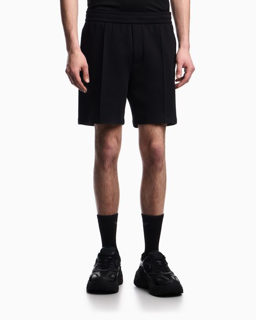 Emporio Armani Black Double-Jersey Bermuda Shorts With Ribs for men