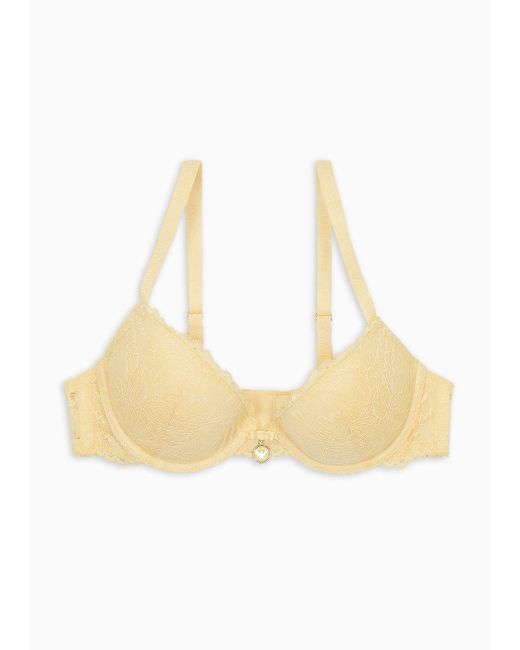 Emporio Armani White Asv Eternal Lace Recycled Lace Push-up Bra