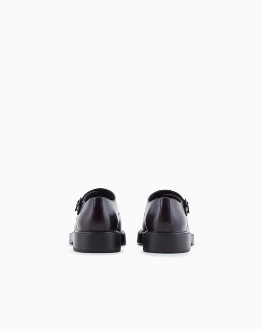 Emporio Armani White Brushed Leather Monkstraps for men