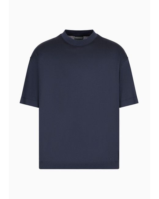 Emporio Armani Blue Asv Oversized T-shirt In A Lyocell-blend Jersey for men