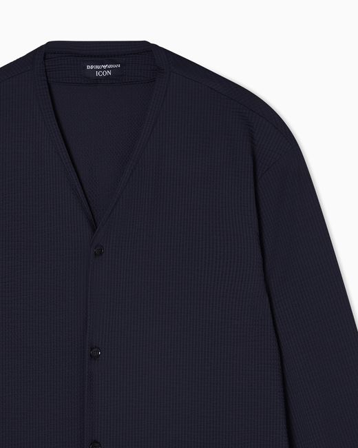 Emporio Armani Blue Icon Technical Seersucker Shirt for men