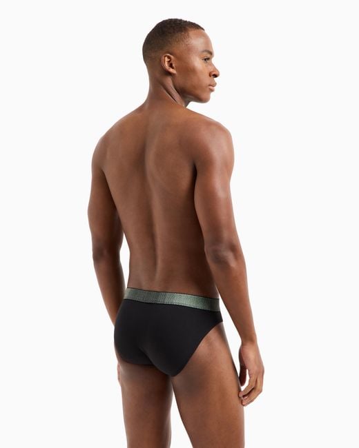 Slip A Vita Elastica Logata Shiny Logoband Asv di Emporio Armani in Black da Uomo