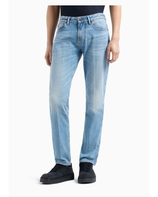 Jeans J06 Slim Fit In Denim 12,2 Oz Stone Wash Con Venature di Emporio Armani in Blue da Uomo