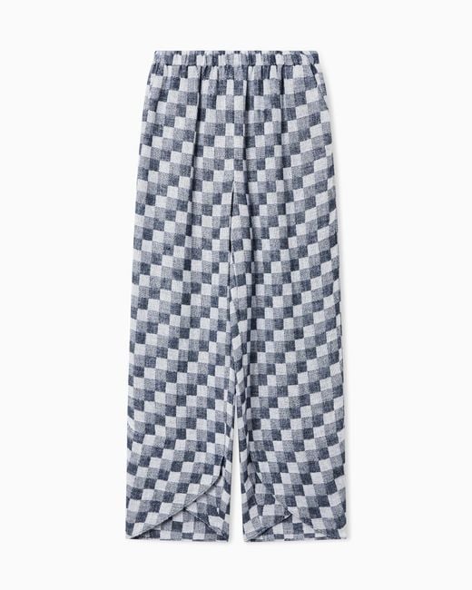 Emporio Armani Blue Check Linen Gauze Trousers