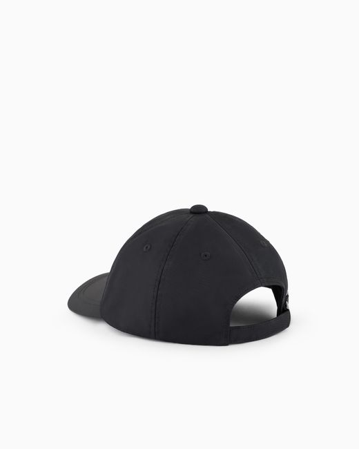 Emporio Armani Black Nylon Cap With A Metal Logo Plate And An Adjustable Back for men