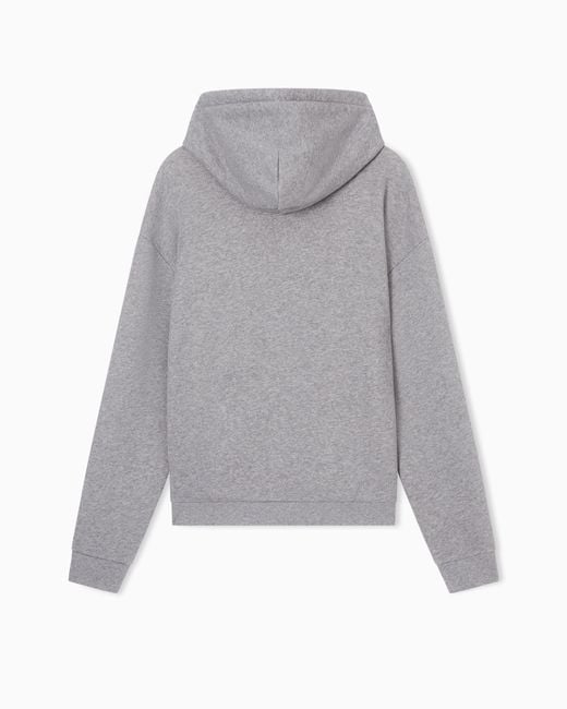 Emporio Armani Gray Soft-Touch Jersey Hooded Sweatshirt With A Flocked Logo for men