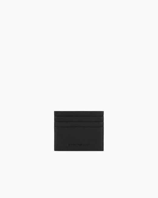 Emporio Armani White Tumbled Leather Card Holder for men