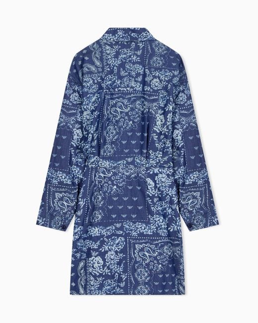 Emporio Armani Blue Bandana Print Chambray Dress
