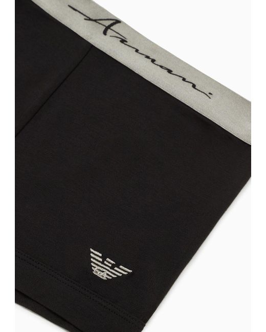 Emporio Armani Black Soft Modal Boxer Briefs With Signature Logo for men