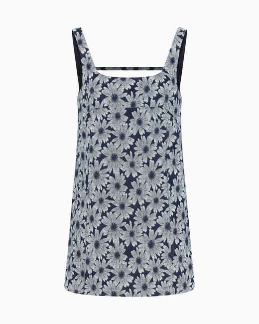 Emporio Armani Blue Denim Dress With All-Over Jacquard Daisies From The Peace Capsule Collection