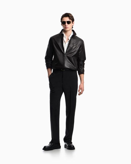Emporio Armani Black Glove-Like Nappa Lambskin Blouson for men
