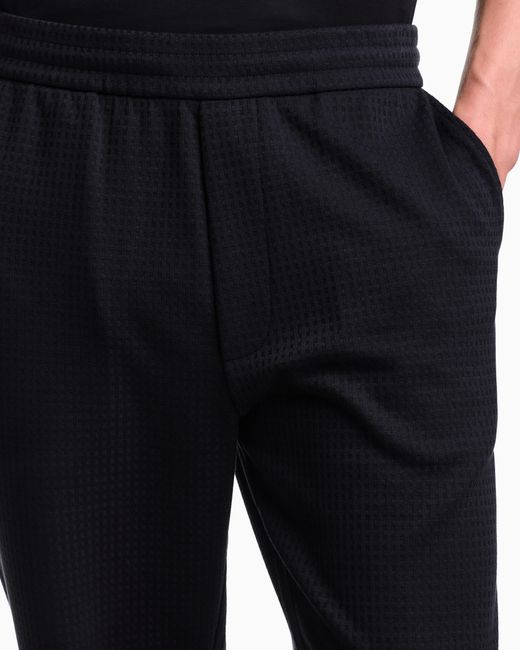 Pantalones De Punto De Mezcla De Lyocell Con Motivo En Tejido Jacquard Asv Emporio Armani de hombre de color Black